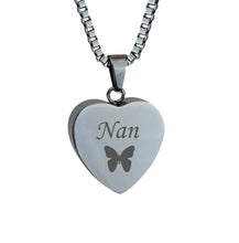 Nan Butterfly Heart Cremation Urn Pendant