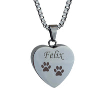 Personalised Silver Heart Pet Paw Ashes Urn Pendant | Love to Treasure