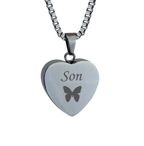 Son Butterfly Heart Cremation Urn Pendant