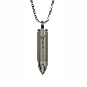 "Wife" Silver Bullet Personalised Ashes Pendant | Love to Treasure