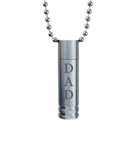 Dad Cylinder with Crystals Cremation Urn Pendant