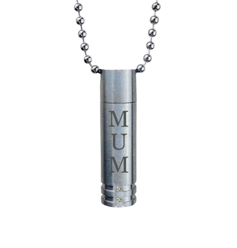 Mum Cylinder with Crystals Cremation Urn Pendant