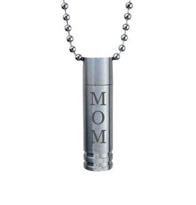 Mom Cylinder with Crystals Cremation Urn Pendant