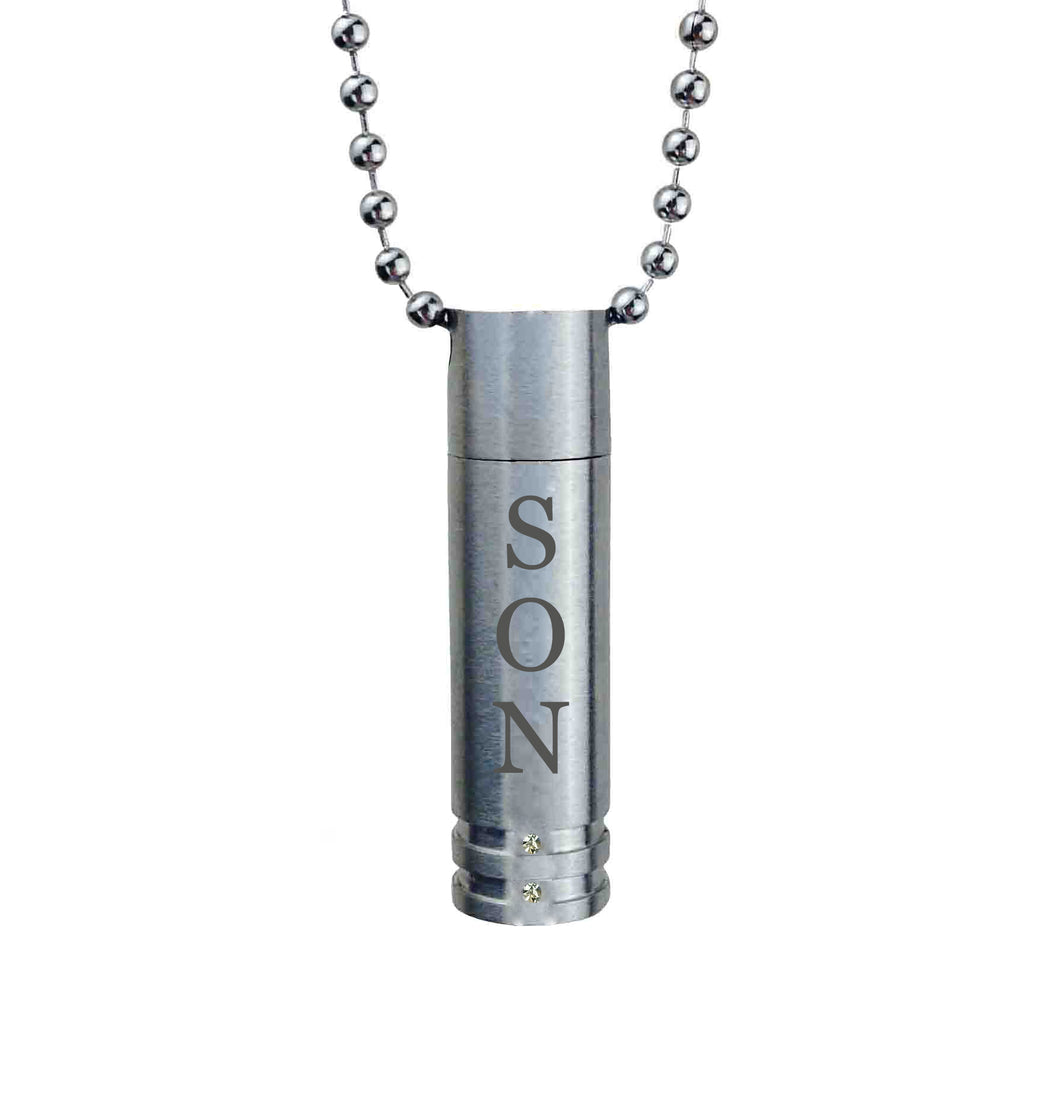 Son Cylinder with Crystals Cremation Urn Pendant