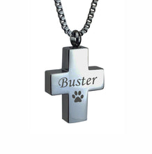 Personalised Paw Cross Cremation Urn Pendant