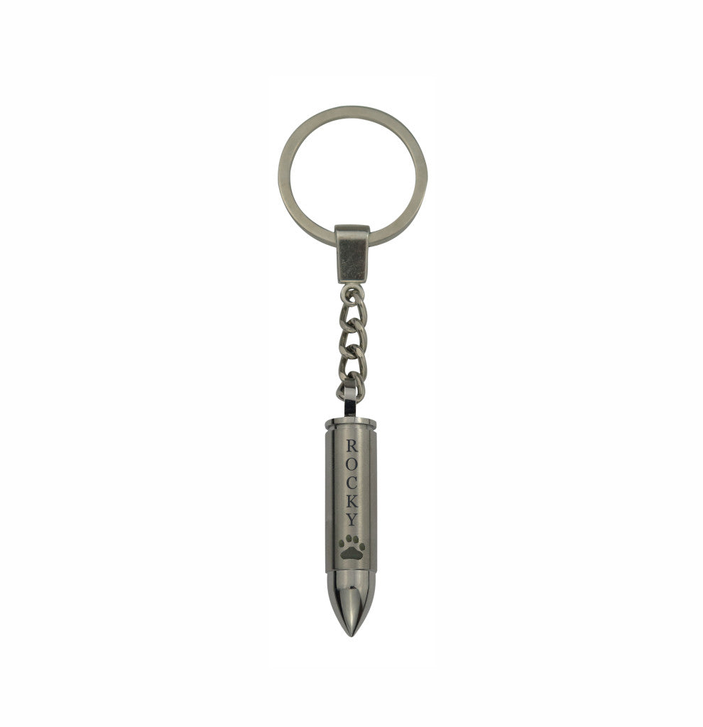 Personalised Paw Bullet Cremation Urn Keychain Keyring