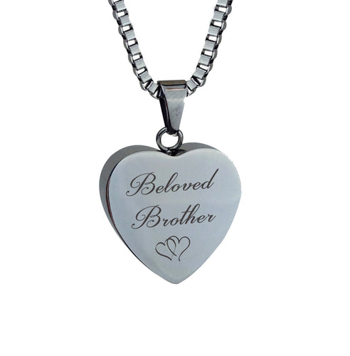 Beloved Brother Hearts Cremation Urn Pendant