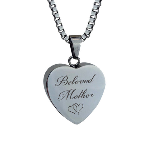 Beloved Mother Hearts Cremation Urn Pendant