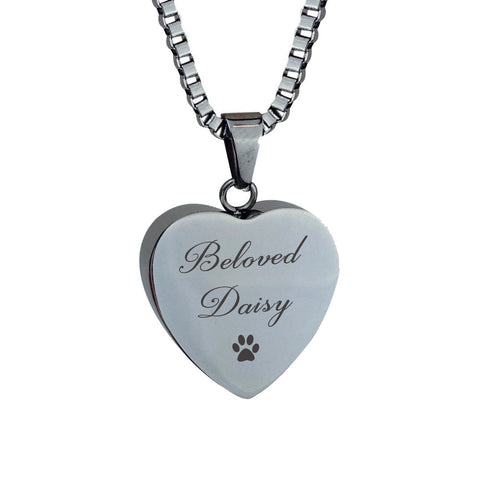 Beloved Personalised Paw Hearts Cremation Urn Pendant