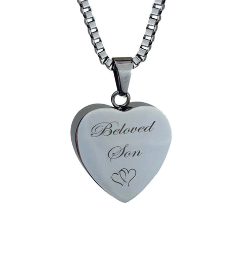 Beloved Son Hearts Cremation Urn Pendant