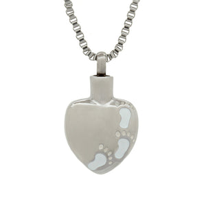 Personalised Footprints on Heart Cremation Urn Pendant