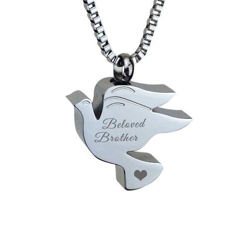 Beloved Brother Dove Cremation Urn Pendant