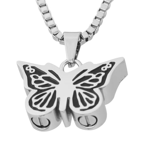 Dual Ashes Butterfly Cremation Urn Pendant