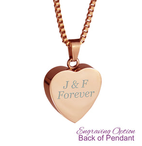 Personalised Rose Gold Heart Cremation Urn Pendant | Love to Treasure