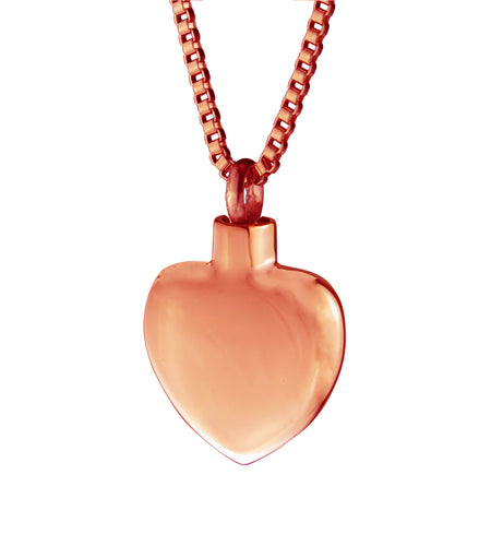 Rose Gold Smooth Heart Cremation Urn Pendant - Optional Personalisation