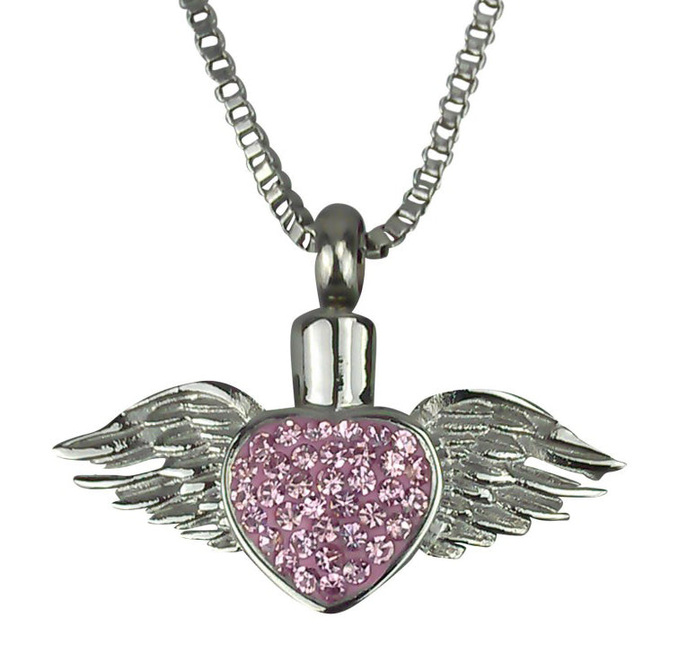 Winged Heart Cremation Urn Pendant