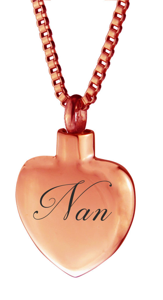 Rose Gold Nan Heart Cremation Urn Pendant