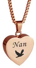 Nan Dove Rose Gold Heart Cremation Urn Pendant
