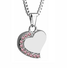 Heart with Pink Crystals Cremation Urn Pendant - Optional Personalisation