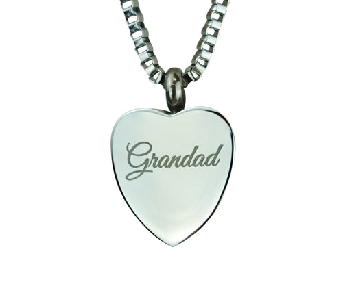 Grandad Heart Engraved Cremation Ashes Urn Pendant | Love to Treasure