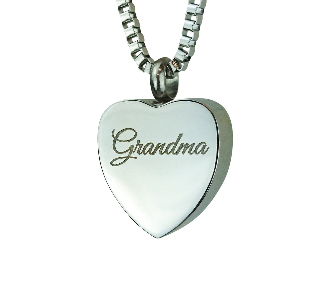 Grandma Heart Cremation Urn Pendant