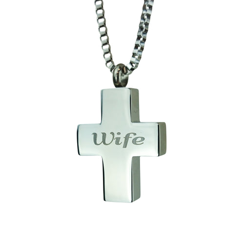 Wife Cross Cremation Urn Pendant