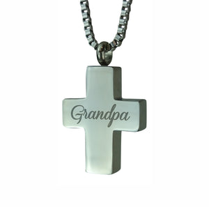 Grandpa Cross Cremation Urn Pendant