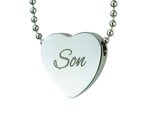 Son Heart Cremation Urn Pendant