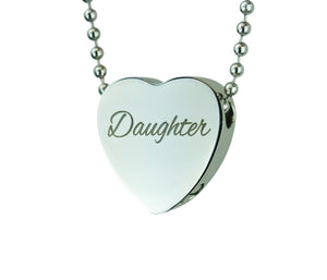 Daughter Heart Cremation Urn Pendant