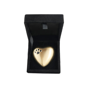 Personalised Paw Print on Golden Heart Brass Keepsake Urn
