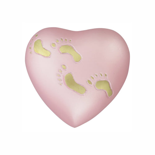 Baby Pink Footprints Heart Brass Keepsake Urn