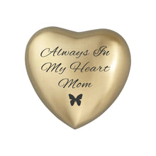Always in my Heart Mom Golden Butterfly Heart Brass Keepsake Urn