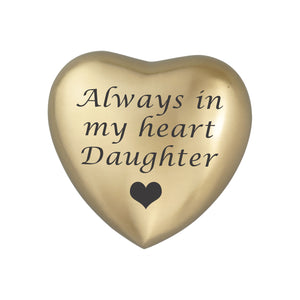 Always in my Heart Daughter Golden Heart Brass Keepsake Urn