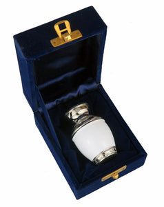 Miniature Silver and White Enamel Keepsake Urn