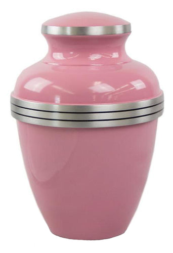 Baby Pink and Silver Hand Painted Aluminium Brass Keepsake Urn with Optional Personalised Engraving