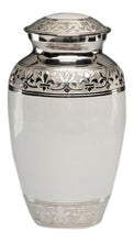 Large Silver with White Enamel Adult Brass Urn