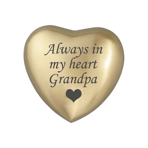 Always in my Heart Grandpa Golden Heart Brass Keepsake Urn