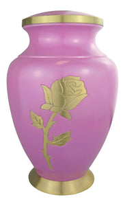 Large Golden Rose Pink Adult Brass Urn with Optional Personalisation