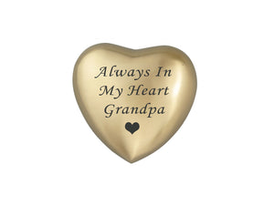 Always in my Heart Grandpa Golden Heart Brass Keepsake Urn