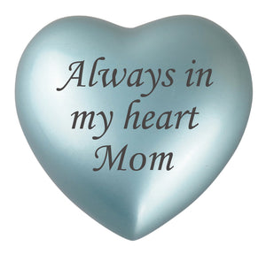 Always in my Heart Mom Blue Heart Brass Keepsake Urn