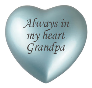 Always in my Heart Grandpa Blue Heart Brass Keepsake Urn