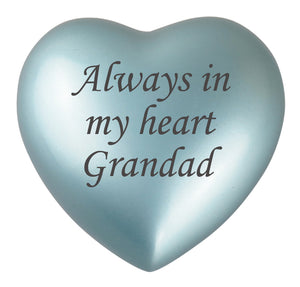 Always in my Heart Grandad Blue Heart Brass Keepsake Urn