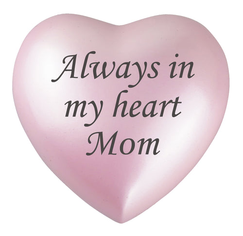 Always in my Heart Mom Pink Heart Brass Keepsake Urn by Love to Treasure