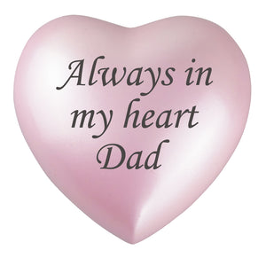 Always in my Heart Dad Pink Heart Brass Keepsake Urn