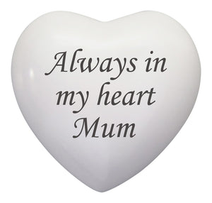 Always in my Heart Mum White Heart Brass Keepsake Urn