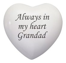 Always in my Heart Grandad White Heart Brass Keepsake Urn
