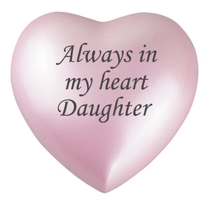Always in my Heart Daughter Pink Heart Brass Keepsake Urn