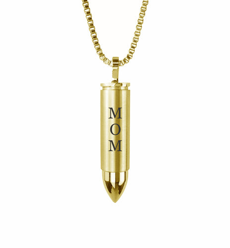 Mom Gold Bullet Cremation Urn Pendant