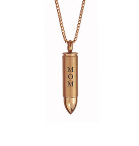 Gold "Mom" Bullet Necklace for Cremation Ashes | Love to Treasure