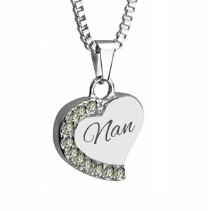 Nan Heart with Crystals Cremation Urn Pendant